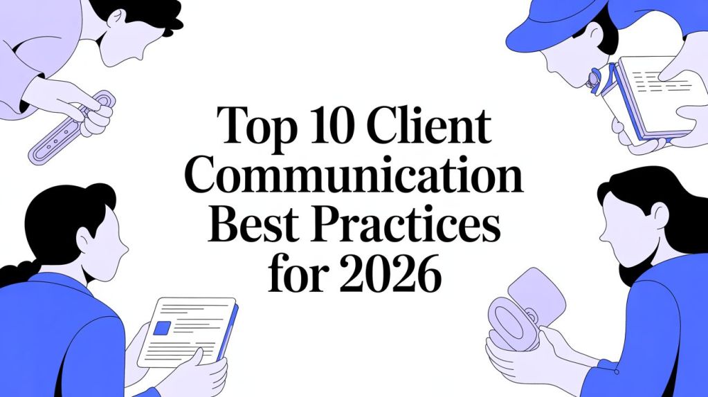 client-communication-best-practices-professional-interaction » Twizzlo Client communication best practices 2026 cover illustration with team messaging and notes